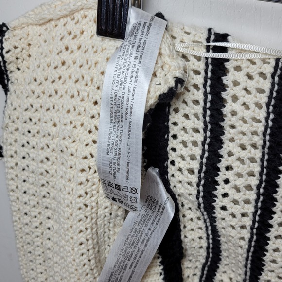 ZARA 100% Cotton Black & White Crochet Set Size Medium Matching Boho Outfit - Picture 11 of 11